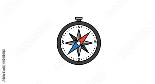 Stylized Compass Illustration Emphasizing Navigation and Directional Guidance with a Modern Artistic Interpretation