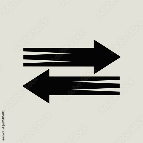 Two Opposing Arrows Showing Movement and Exchange Between Two Sides