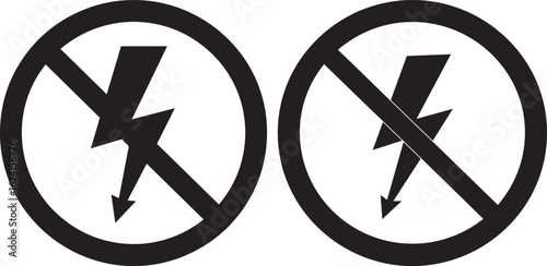Two no high voltage symbols silhouette