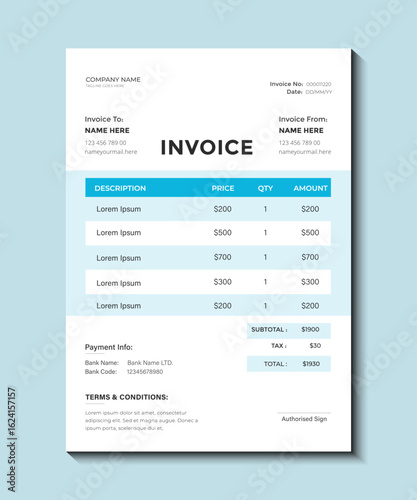 Customizable Invoice Template , Abstract Design , Contemporary Invoice Template , Abstract Look, Business Billing Format, Stylish Abstract Invoice Layout