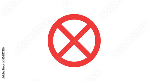 Forbidden Access: Red Prohibited Symbol on Clean White Backdrop, Illustrating Restriction and Limits