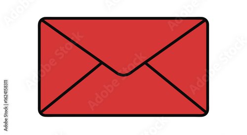 Crimson Envelope Illustration Displaying Mail Communication With Simple Design And Clean Lines Emphasizing Contemporary Digital Correspondence