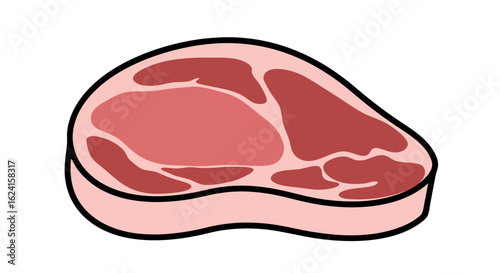 Vibrant raw beef steak illustration showcasing marbling and freshness with appealing graphic design elements and clean presentation for culinary or