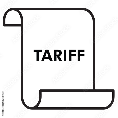 Tariff Vector Outline Silhouette of Scroll or Policy Paper