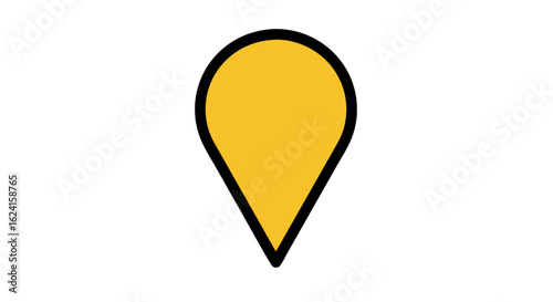 Stylized Yellow Location Icon with Black Outline on Clean White Background Visualization