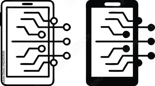 Electronic Icons. Black and White Vector Illustrations. Electronic Devices, Gadgets, Technologies. Device Concept
