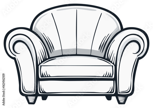 Classic Armchair Furniture Illustration Stylized Drawing Cozy Seating