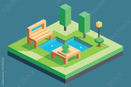 isometric urban park with benches and fountains   (1).eps
