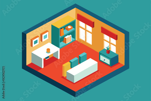 isometric vector of an apartment interior showing  (1).eps