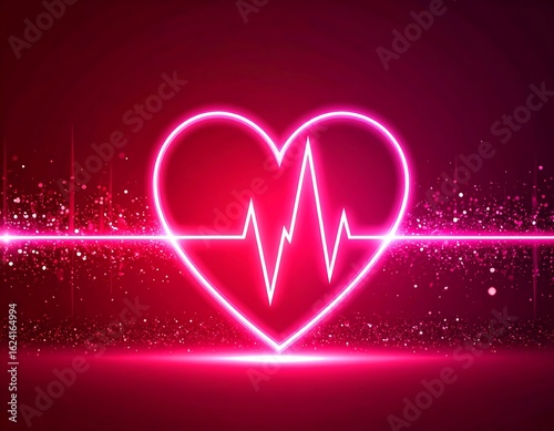 Neon heart with heartbeat graphic (4)