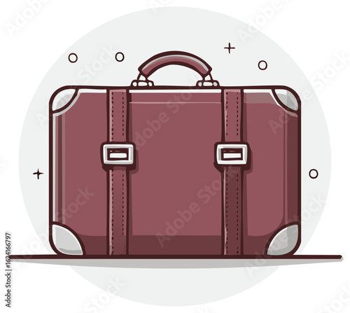 Charming Old-Fashioned Burgundy Suitcase for Vacation and Business Travel Concepts