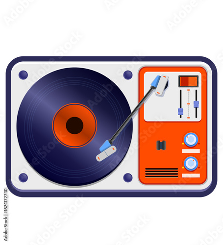 A retro styled record vinyl player