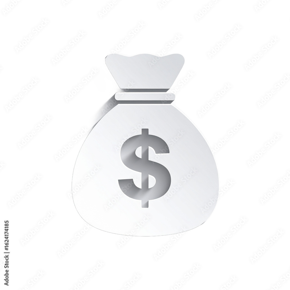 Gray Money Bag Icon With Dollar Sign Isolated on Transparent Background Gray Money Bag Icon With Dollar Sign Isolated on Transparent Background
