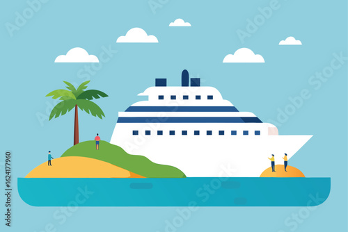 anchored-cruise-ship-with-passengers-on-island-tou (1).eps