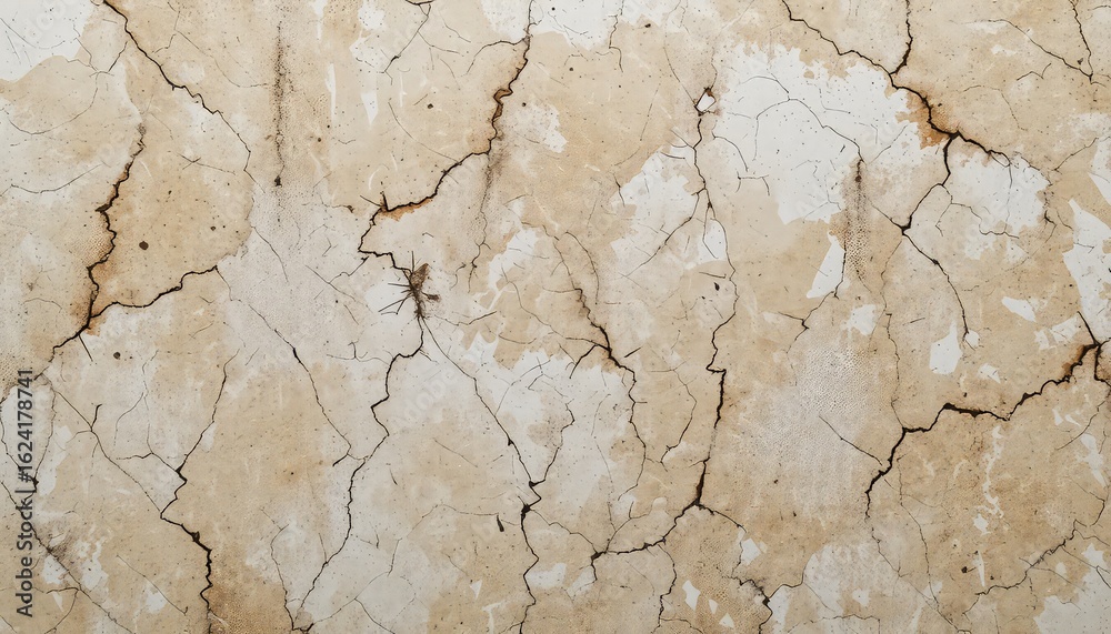 Fototapeta premium Aged surface texture revealing interconnected cracks and stains, creating an abstract and damaged background