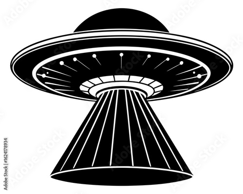 Ufo spaceship flying saucer alien spacecraft vehicle silhouette vector illustration