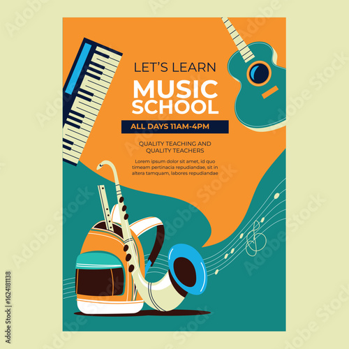 Lets Learn Music Lesson Modern Flyer Template