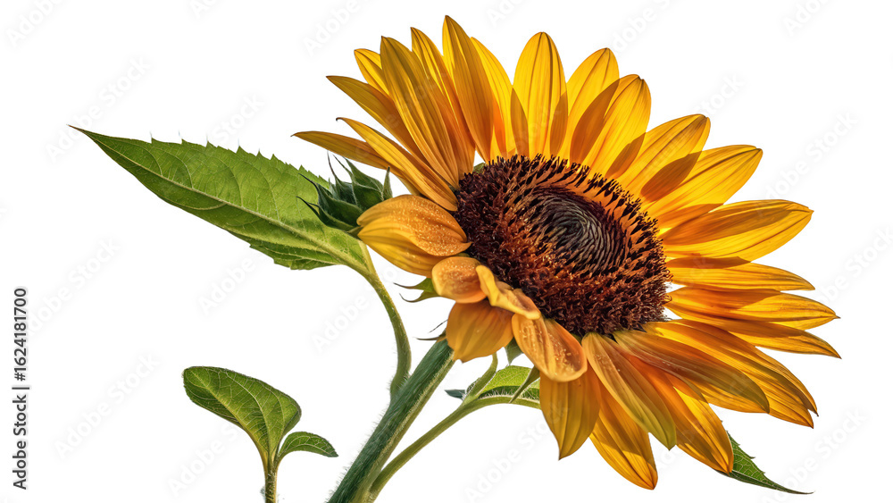 Naklejka premium Sunflower flower with transparent background png vibrant yellow petals image isolated illustration png summer bloom png floral design png clear background nature png art plant png