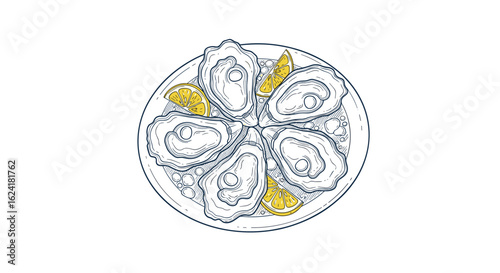 A deliciously creamy and savory oyster dish served with a zesty citrus garnish