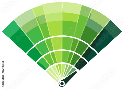 Fan-Shaped Chart Displaying Various Shades and Tones of Green Color Palette