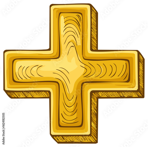 Shiny Golden Plus Symbol Adding Value Growth Success Icon Design
