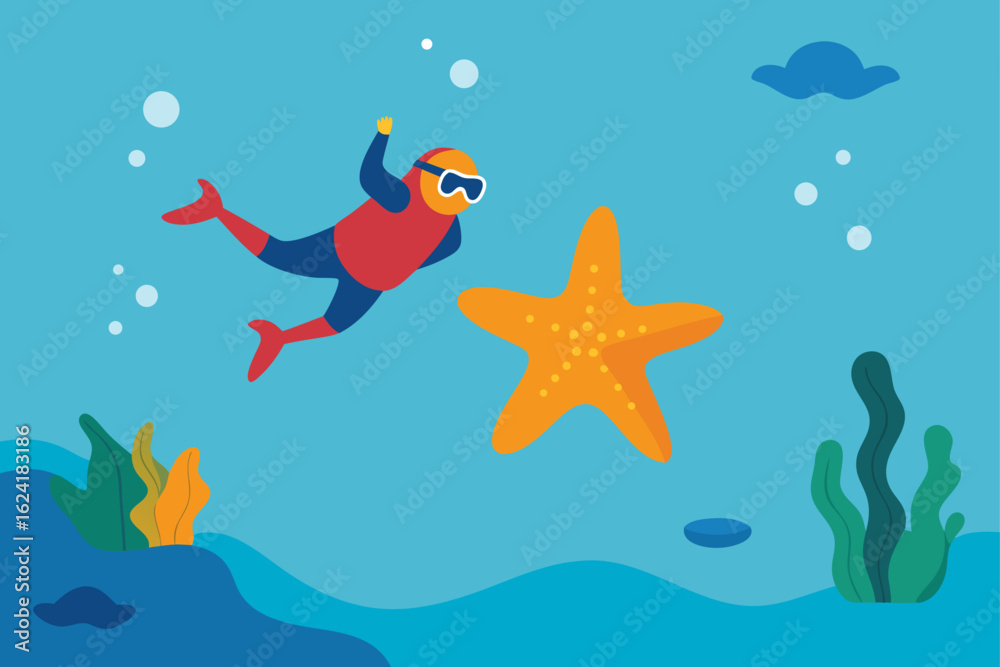 Fototapeta premium reef-snorkeling-with-tropical-starfish-and-sea-fan (1).eps