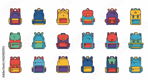 Colorful backpacks collection for back to school style