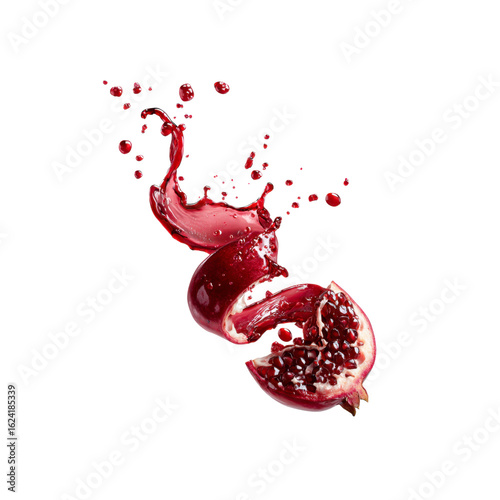 Pomegranate Juice Splash Exploding with Freshness and Vitality