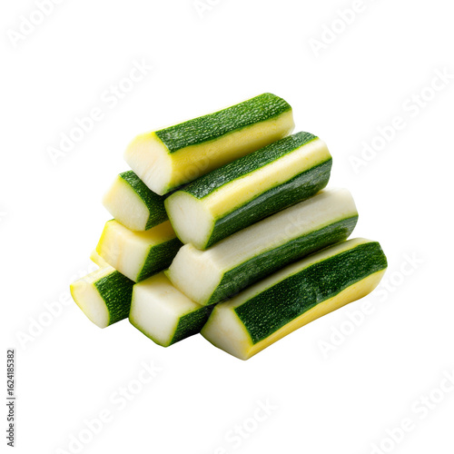 Stack of Freshly Cut Zucchini Sticks Ready for Cooking