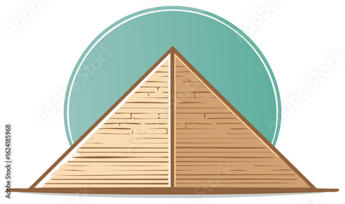 Ancient Pyramid Illustration with Circle Backdrop, Old World Architecture, Geometric Icon