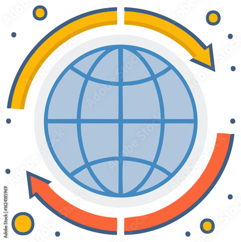 Global digital data circulation and worldwide information exchange concept illustration
