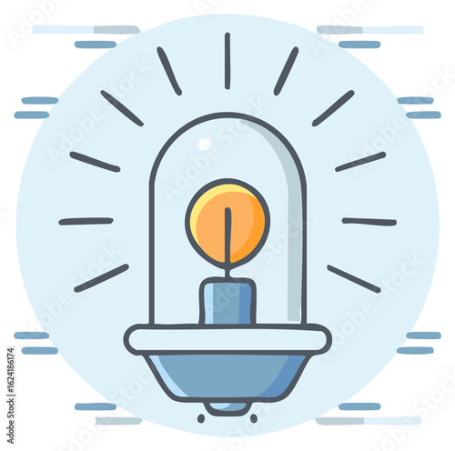 Emergency Light Cartoon Style Design Element with Warning Beams