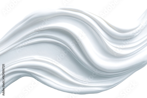 Abstract, flowing, white substance.  A smooth, undulating texture of a light gray-white substance, creating a swirled, flowing form.  It's like a liquid or fabric in motion