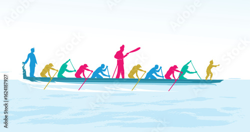 Great simple pacu jalur dragon boat  race design for any media	