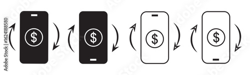  Mobile Banking and Finance Transaction Icon Set