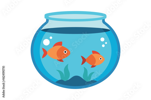 3d goldfish in aquarium isolated on white background