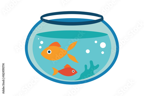 3d goldfish in aquarium isolated on white background