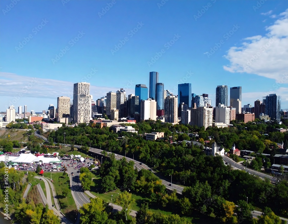 Obraz premium Cityscape panorama, urban view