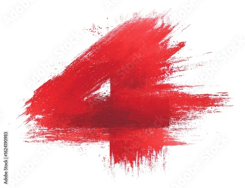 Red paint-splattered number four