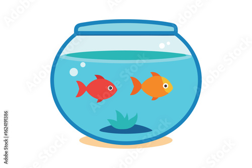 Fishbowl with fish isolated on white background