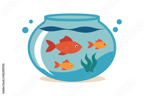 Goldfish in aquarium vector illustration on white background