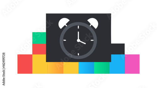 Alarm clock time management reminder schedule appointment deadline timer wake up call concept graphic design