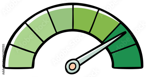 Cartoon Style Speedometer Illustration Displaying Gradual Increase in Scale Gauge Meter