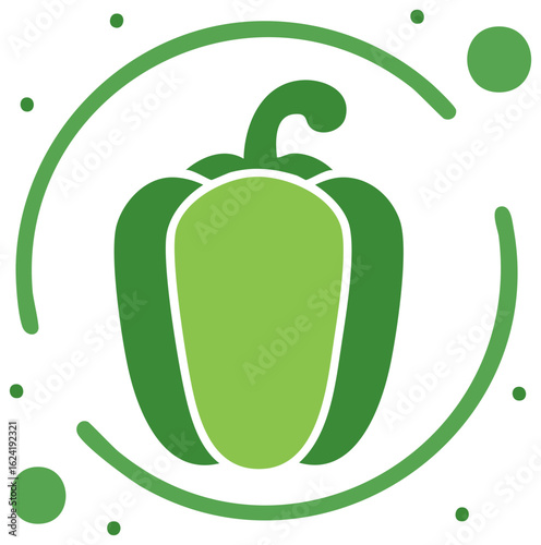 Green bell pepper illustration, fresh vegetable food concept, healthy eating, cooking ingredients