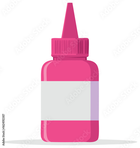 Pink Glue Bottle with Applicator Tip and Blank Label Container for Office School Crafts and Home Projects