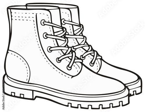 Detailed Outline of Lace Up Work Boots