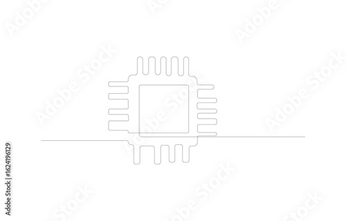Microchip Symbol – Continuous One Line Drawing of Abstract Electronic Circuit Vector