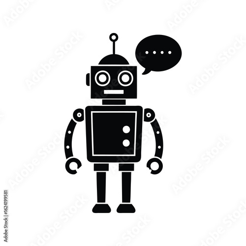 Retro Style Chatbot Icon with Speech Bubble Suggesting Artificial Intelligence