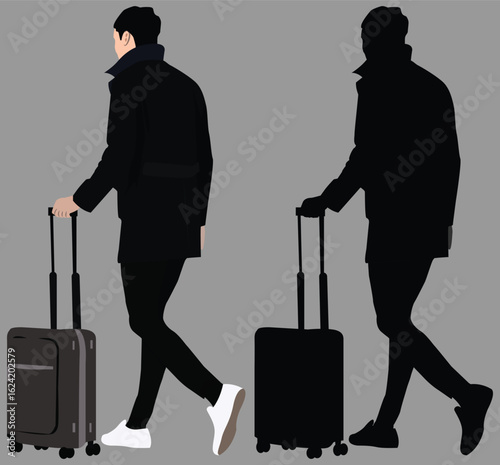 silhouette of a businessman with a suitcase