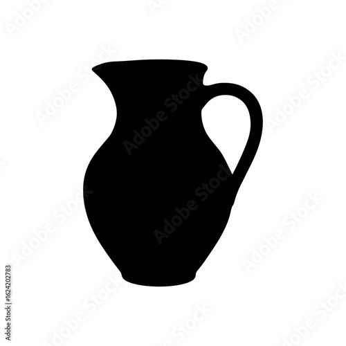 Clay pitcher silhouette vector flat illustration design. 